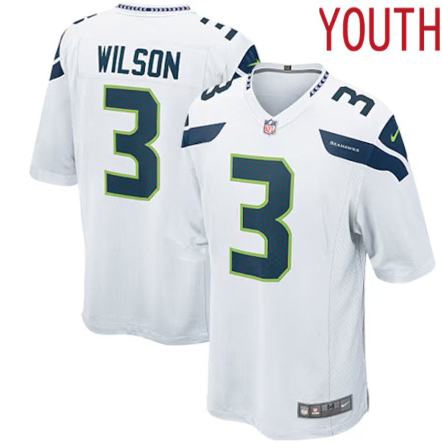 Youth Seattle Seahawks 3 Russell Wilson Nike White Game NFL Jersey